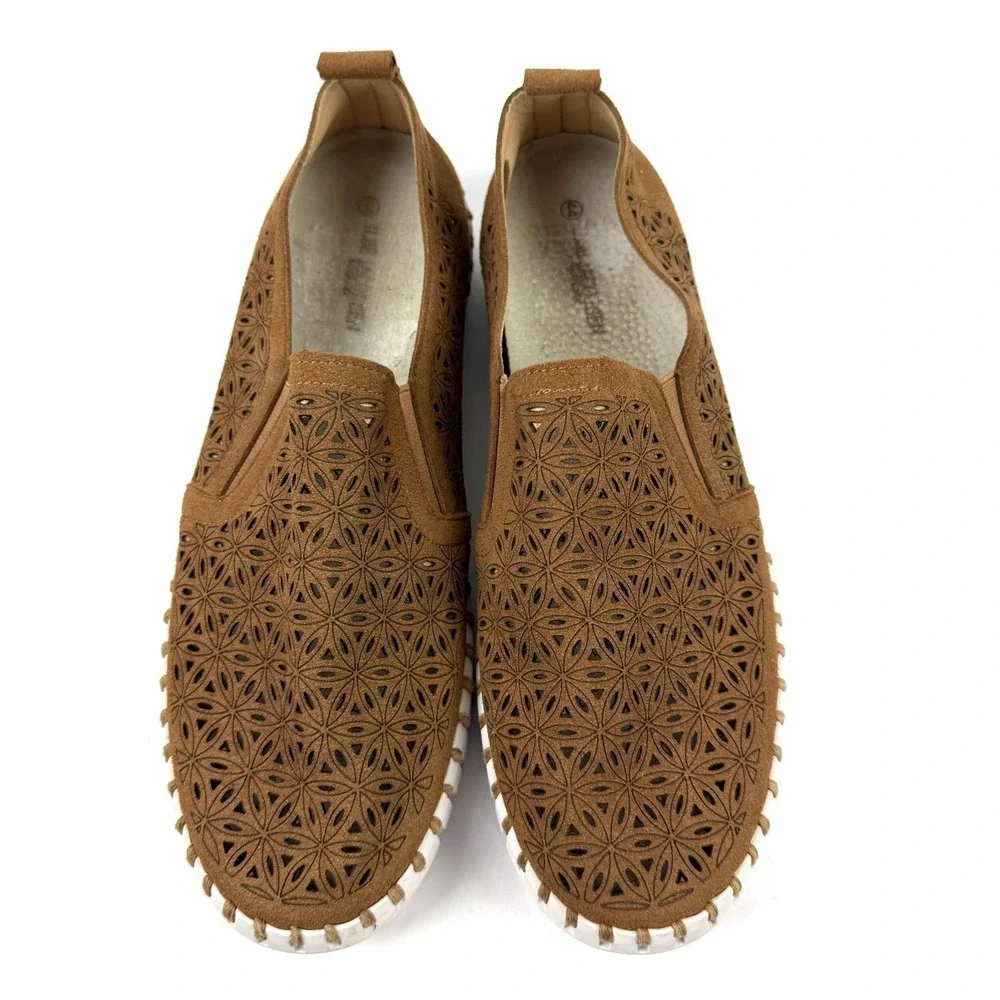 Ilse Jacobsen Mens Tulip Shoes 44 Brown‎ Cashew Perforated Slip On Comfort